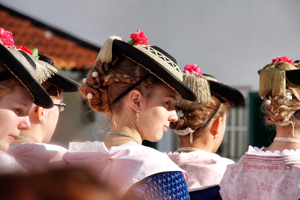 women wearing floral hats